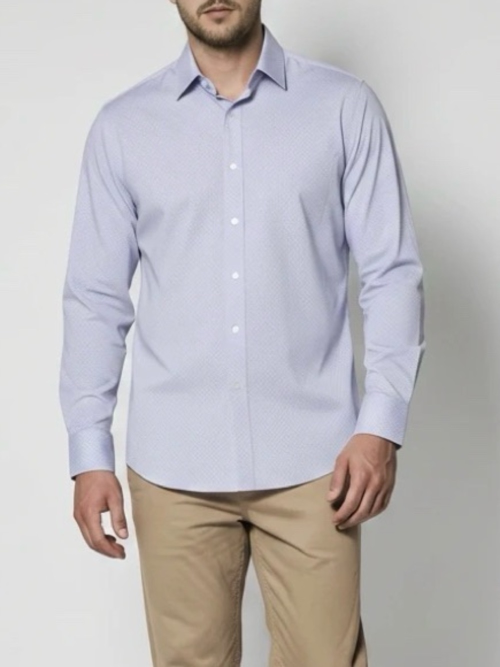 J. Ferrar Blue & White Printed Button Down Shirt